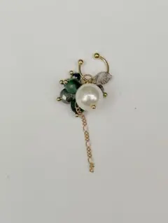 ハンドメイド ゴールド イヤーカフ パール