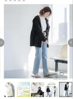 coca UVカットギャザーパーカー レディース　ブラック