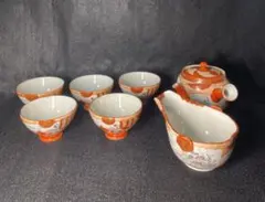 九谷焼　古九谷　赤絵金彩　金襴手　煎茶器　5客セット　希少