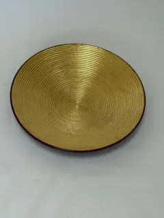 漆器 菓子鉢 溜塗 金箔