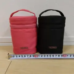 THERMOS スープジャー　ポーチ　カバー ピンクと黒