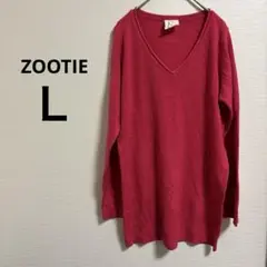 ZOOTIE ピンク Vネック 長袖ニット
