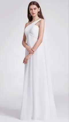 ホワイト ワンショルダー ロングドレス