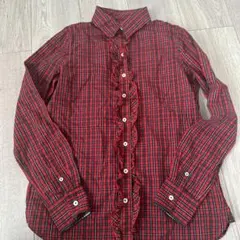TOMMY HILFIGER 赤 チェック フリルシャツ 6