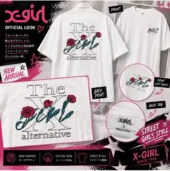X-girl ローズ バックプリント Tシャツ S ビッグロゴ フラワー