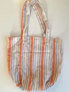 【夏用】オレンジと青のストライプ トートバッグ エコバッグ