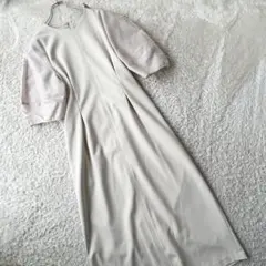 UNF/LO ワンピース Lサイズ ベージュ ロング丈 フォーマル Aライン