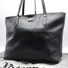 【極美品】ヴィヴィアンウエストウッド トートバッグ レザー オーブ チャーム 黒 美品】ヴィヴィアン シボレザートートバッグ 肩掛けA4可 オーブ