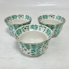 凛とした緑と金彩の彩り。昭峰作 湯呑3客セット