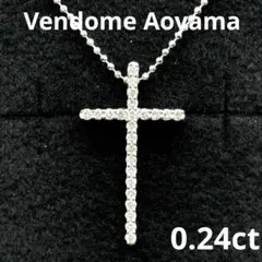 k18WG ダイヤモンド　クロス　ネックレス　Vendome Aoyama