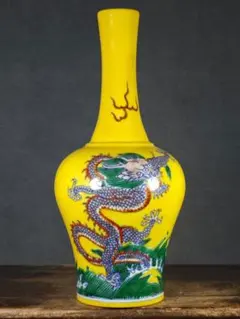 清時代 雍正年製 珐琅彩 双鱼纹 抱月瓶 色絵 扁壺 陶器 時代物 骨董品