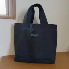 トートバッグ　リネン　ブラック　チェック