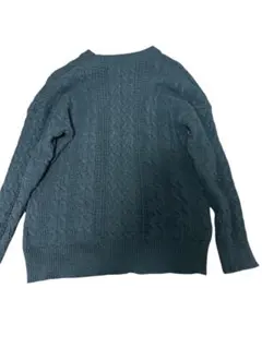 ダークグリーン ケーブルニット セーター