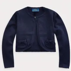 美品　ラルフ ローレン カーディガン ニット　ボレロ　リボン　ポニー　ネイビー