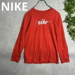 ナイキ 古着 両面プリント M ロングTシャツ　レッド　運動　スポーツ