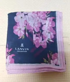 LANVIN COLLECTION ハンカチ 花柄 ネイビーのサムネイル
