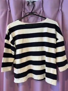 earth ストライプ 7分袖 Tシャツ