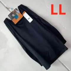 LLサイズしっとり滑らかカップ付き長袖インナー黒