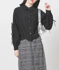 ハニーズ 袖リボンシャツ ブラック　s