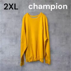 Champion 黄 2XL 長袖クルーネックトレーナー ロゴ刺繍 ワントーンのサムネイル