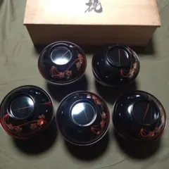 漆器 椀 5個セット 桜模様