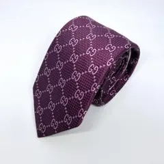 GUCCI ネクタイ GGロゴ 蜂モチーフ パープル シルク100% 絹