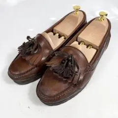 【USA】COLE HAAN コールハーン　タッセルローファー　革靴　フリンジ茶のサムネイル