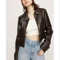 SLY CROP F/LEATHER ZIP JK クロップ レザー ジャケットのサムネイル