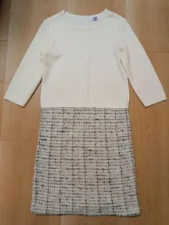 【ほぼ未使用】J.PRESS アイボリー ひざ丈ワンピース