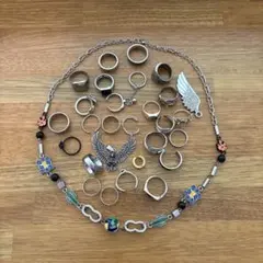 ボヘミアンスタイル リングとネックレスセット