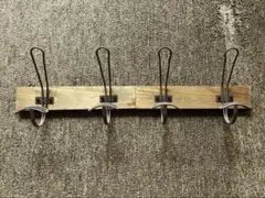 ウォールフック 4フック付き ナチュラルウッド