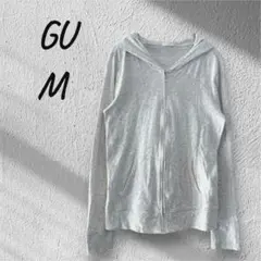 GU フルジップ パーカー フード付き カジュアル 薄手 薄めグレー M