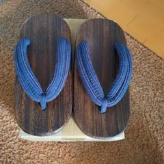 木製ストライプ鼻緒下駄