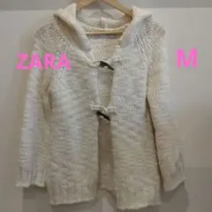 ZARA　trf フード付きカーディガン ホワイト M