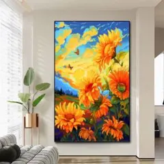 9CTクロスステッチキットひまわりの刺繍作成キット60×80cm金糸布