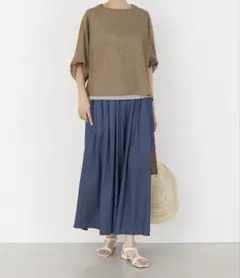 未使用級✨ ビアズリー デニム風トラックパンツ インディゴブルー