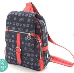 サボイ　ロゴプリントデニムリュック ネイビー×レッド