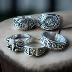 5つセット　ビンテージデザイン　メンズ　リング　指輪　silver ring