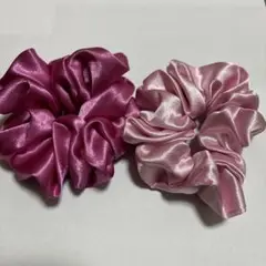 サテンシュシュ 2個セット ピンク