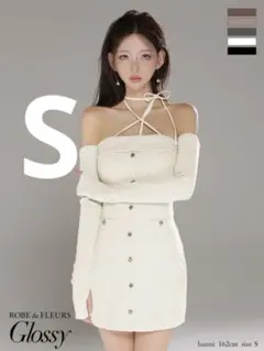 ROBE de FLEURS sugar アイボリーオフショルダードレス S
