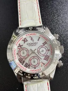 COGU ITALY クロノグラフ 腕時計 ホワイト 稼働品 - メルカリ