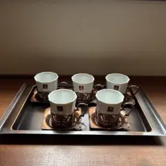 【23日までセール】昭和レトロ金属ホルダーコーヒーカップコースターおぼんセット