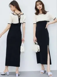 マーキュリーデュオ 3WAY配色ストラップバッククロスワンピース ブラック M