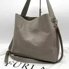 【美品✨】フルラ ショルダーバック カプリッチョ 2way A4可 グレージュ