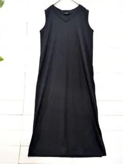 美品✨ イング リブニット ノースリーブワンピース M 黒 Vネック