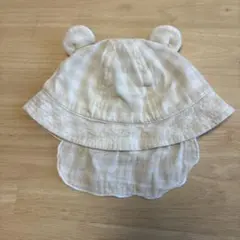 곰 귀가 달린 아기 모자, 깅엄 체크, 46cm