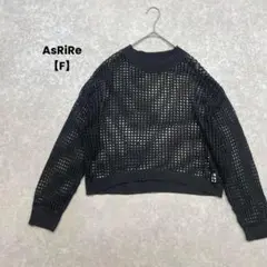 a1904＊AsRiRe 透かし編みニットトップス　黒【F】カジュアル　お洒落