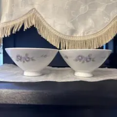 昭和レトロ　old Noritake 飯碗 2客セット 紫薔薇シリーズのサムネイル