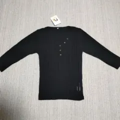 黒 Vネック リブ編みセーター L4L
