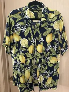 H&M レモン柄 半袖柄シャツ Lサイズ